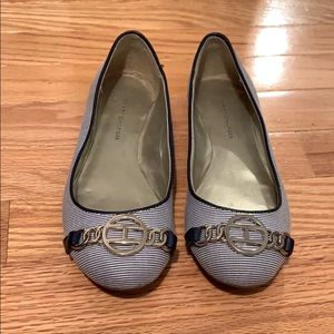 Tommy Hilfiger blue and white striped flats